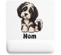 Tapis de Souris Terrier Tibétain : Chibi | Tapis Ergonomique 22 × 18 cm Repose-Poignet en Mousse | Bureau Télétravail Études | Cadeau Propriétaire Chien Homme Femme Anniversaire Noël