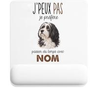 Tapis de Souris Terrier Tibétain : Passer du Temps | Tapis Ergonomique 22 × 18 cm Repose-Poignet en Mousse | Bureau Télétravail Études | Cadeau Propriétaire Chien Homme Femme Anniversaire Noël