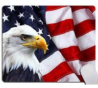 Tapis de souris texturé de qualité supérieure, motif drapeau américain, aigle à tête blanche, lavable, base en caoutchouc antidérapant, 30 x 24,9 cm