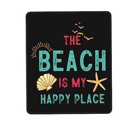 Tapis De Souris The Beach is My Happy Place Mouse Pad Doux sous-Main Comfortable Tapis De Bureau pour Travail Voyage Table 25X30CM