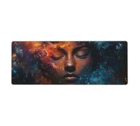 Tapis de souris The Face Of An Ice And Fire Girl avec base en caoutchouc antidérapant étendue avec bords cousus Grand tapis de souris pour gaming PC de bureau 30 x 80 cm