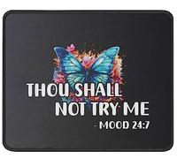 Tapis De Souris Thou Shall Not Try Me Mood 24:7 Funny Bestie Sarcastic and Fun Mouse Pad Parfait sous-Main Anti-Dérapant Tapis De Bureau pour Travail Claviers Voyage 25X30CM