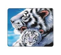 Tapis de souris tigre blanc, tapis de bureau pour ordinateur portable, base antidérapante, tapis de clavier résistant à l'eau, tapis de bureau pour joueur, bureau et maison