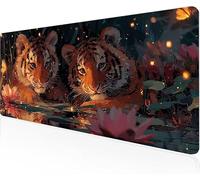 Tapis De Souris Tigre,Sous Main Bureau Lotus Tapis De Souris XXL Gaming 600x400x3mm Protege Bureau Avec Base AntidéRapante,Durable Et ImperméAble Tissu Texturé En Microtissu AméLiore PréCision Y1-242