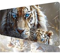 Tapis de Souris Tigre Tapis de Souris Gaming XXL 800x300x3mm, Mystère Mouse Pad Imperméable et Antidérapant Les Bords à Double Couture Assurent Durabilité, Tandis Microfibre Cadeaux Homme N1-1195
