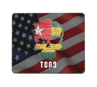 Tapis De Souris Togo Flag Skull Skeleton Bone sous-Main Anti-Dérapant Mouse Pad Parfait Tapis De Bureau pour Table Voyage Travail 25X30CM