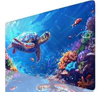 Tapis de Souris Tortue De Mer Tapis de Souris XXL 1000 x 500 mm, Mouse Pad Mer avec Base Anti-Dérapage, Design Durable et Imperméable, Améliore la précision et la Vitesse, Accessoire Bureau K0-873
