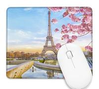 Tapis de souris Tour Eiffel à Paris Tapis de souris lavable avec base en caoutchouc antidérapant Accessoires de bureau Décoration pour ordinateur portable 23,9 x 20,1 cm