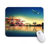 Tapis De Souris Un Avion Cargo Survole Un Navire Dans Un Port Pour Des Raisons Logistiques Bureau Tapis Souris Moderne Tapis De Souris D'Ordinateur, Pour Ordinateur, Maison, 25 x 30cm
