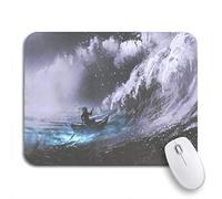 Tapis De Souris Un Homme Rame Un Bateau Magique dans Une Mer Agitée Vagues Scélérates Bureau Tapis Souris Résistant À Usure Tapis De Souris Carré, pour Maison, Jeux, 25 x 30cm