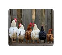 Tapis de Souris Une Famille de Poules assises en Rang sur Leur Tapis