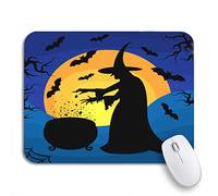 Tapis De Souris Une Vieille Sorcière Effrayante Prépare Une Potion dans Un Chaudron Au Coucher du Soleil Tapis De Souris Carré Résistant À Usure Tapis Souris, pour Ordinateur, Maison, 25 x 30cm