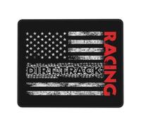 Tapis De Souris USA American Flag Dirt Track Racing Mousepad Anti-Dérapant Tapis De Bureau Comfortable sous-Main pour Claviers Travail Voyage 25X30CM