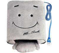 Tapis de Souris USB Chauffant Tapis de Réchauffement des Mains pour Maison/Bureau/école avec Un Motif Smiley (Gris)