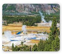Tapis De Souris Vapeur S'Élevant De Divers Geysers dans Le Bassin Supérieur du Geyser Pine Tree Bureau Tapis Souris avec Bord Cousu Tapis De Souris Antidérapant, pour Maison, Jeux, 25x30cm