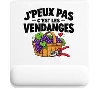 Tapis de Souris Vendanges J'peux Pas | Tapis Ergonomique 22 × 18 cm Repose-Poignet Mousse | Bureau Télétravail Études | Idée Cadeau Vigneron Vigneronne Collègue Noël