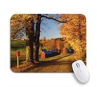 Tapis De Souris Vermont Rouge Nouvelle-Angleterre Couleurs d'automne Ferme Pays des Érables Tapis De Souris Antidérapant Lavable Tapis De Souris D'Ordinateur, pour Ordinateur, 25 x 30cm