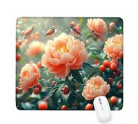 Tapis de Souris Vert,300x250x3mm Tapis de Souris Gamer Pivoine Mousepad,ase en Caoutchouc Imperméable et Antidérapante,Carré Cabine Mouse Pad avec Bords Surpiqués,pour Bureau Décoration Cadeaux J-952