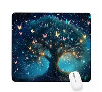 Tapis de Souris vert,320x260x3mm Tapis de Souris Gamer Papillon Mousepad,ase en Caoutchouc Imperméable et Antidérapante,Carré Cabine Mouse Pad avec Bords Surpiqués,pour Bureau Décoration Cadeaux J-192
