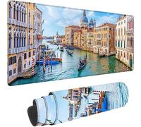 Tapis de Souris Vert 600x300x3 mm Grand Tapis de Souris XXL Gaming, Venise Mouse Pad à Bords Cousus, Base en Caoutchouc Antidérapante Sous Main Bureau pour Gamer, Ordinateur, PC, Decoration Maison K-5