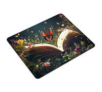 Tapis de Souris Vert Tapis Souris Gaming Papillon Mouse Pad avec Bords Cousus et Base en Caoutchouc Antidérapant, Petit Portable Mousepad pour Gamer, PC, Ordinateur Portable, Bureau 29 x 24 cm S0-789