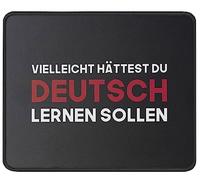 Tapis De Souris Vielleicht Hättest du Lernen Deutsch Maybe You Should Have Learned German Funny Germany Mouse Pad Anti-Dérapant Tapis De Bureau Comfortable Mousepad pour Table Voyage 25X30CM