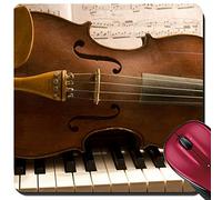 Tapis De Souris, Vieux Violon Posé sur Un Clavier De Piano avec Une Partition Derrière Tapis De Souris Gaming Portable Gaming Mousepad Base en Caoutchouc Tapis De Souris Gamer 25X30Cm