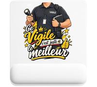 Tapis de Souris Vigile C'est Juste Le Meilleur Métier | Tapis Ergonomique 22 × 18 cm Repose-Poignet en Mousse | Bureau Télétravail Études | Cadeau Homme Femme Anniversaire Noël
