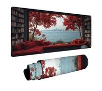 Tapis de Souris Ville Tapis de Souris XXL 1400 x 600 x 3mm Mouse Pad avec Antidérapant Base en Caoutchouc pour Ordinateur Portable Clavier Gamer PC Decoration Automne Bureau Bibliothèque DBYH-1484