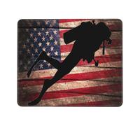 Tapis De Souris Vintage American Diver Flag USA Scuba Diving Dive Mousepad Anti-Dérapant Tapis De Bureau Comfortable sous-Main pour Table Voyage Claviers 25X30CM