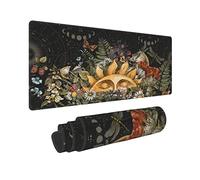 Tapis de souris vintage avec motif de soleil mignon, forêt magique, sorcière, champignon, escargot et semelle en caoutchouc pour la maison et le bureau (80 x 30 cm)
