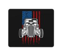 Tapis De Souris Vintage Hot Rod American Flag Classic Car sous-Main Imperméable Mousepad Antidérapante Accessoires De Jeu pour Jeu Gaming Travail M