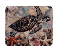 Tapis De Souris Vintage Map Sea Turtle Starfish Mousepad Résistant Aux Eclaboussures Mouse Pad Antidérapante Accessoires De Jeu pour Gaming Jeu Bureau L
