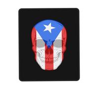 Tapis De Souris Vintage Skull Puerto Rico Flag Mouse Pad Parfait sous-Main Anti-Dérapant Tapis De Bureau pour Table Voyage Travail 25X30CM