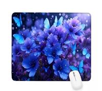 Tapis de Souris Violet, 320x260x3mm Tapis de Souris Gamer Papillon Mousepad, ase en Caoutchouc Imperméable et Antidérapante, Carré Cabine Mouse Pad avec Bords Surpiqués, pour Bureau Décoration J-278