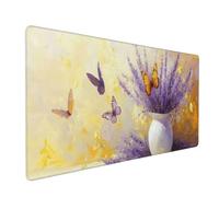 Tapis de Souris Violet Tapis de Souris XXL 900x400x3mm Papillon Mousepad, Mouse Pad avec Bords Surpiqués Base et Caoutchouc Antidérapante pour Bureau/Maison Decoration Bureau Desk, Cadeau 0E-958