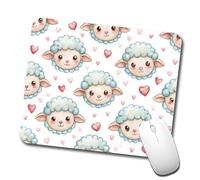Tapis De Souris, Visages De Moutons Mignons Et Coeurs Aquarelle Portable Mouse Pad Base en Caoutchouc Tapis Souris pour Ordinateur Joueurs Bureau 25X30cm