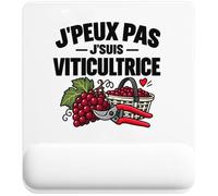 Tapis de Souris Viticultrice J'peux Pas | Tapis Ergonomique 22 × 18 cm Repose-Poignet Mousse | Bureau Télétravail Études | Idée Cadeau Vigneron Vigneronne Collègue Noël
