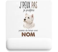 Tapis de Souris West Highland White Terrier : Passer du Temps | Tapis Ergonomique 22 × 18 cm Repose-Poignet en Mousse | Bureau Télétravail Études