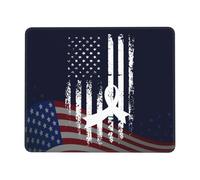 Tapis De Souris White Ribbon Lung Awareness America Flag Mousepad Anti-Dérapant Tapis De Bureau Parfait sous-Main pour Table Voyage Travail 25X30CM