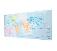 Tapis de Souris XL - Carte du Monde - Gris - Surface Lisse - Base Antidérapante - 80x35 cm