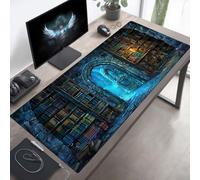 Tapis de Souris XXL 100 x 50 cm, Tapis de Souris Gamer Bleu, Grand sous Main Bureau, Base en Caoutchouc Antidérapante, Bords Cousus, Imperméable Mouse Pad Librairie, Améliorer Précision PjY1277 3-W