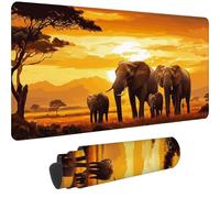 Tapis de Souris XXL 1000 x 500 mm 2025 Neuf Grand Tapis Souris Éléphant avec à Bords Cousus,Gaming Mouse Pad Imperméable,Précision,Vitesse et Confort - pour Mouse Pad et Claviers,Paysage,-DD 1905