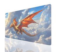 Tapis de Souris XXL 1000x400x3mm Dragon Desk Mat NuageTapis de Bureau Gaming Bords Cousus Design Durable et Imperméable avec Base en Caoutchouc Antidérapante pour Souris sans Fil Clavier Model-06356