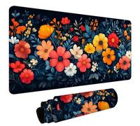 Tapis de Souris XXL 1000x400x3mm Tapis de Souris Gaming avec Base AntidéRapante ImperméAble à l'eau, Gamer Mouse Pad, Accessoire Bureau, Précision-Vitesse-Confort, Fleurs Rouges Et Jaunes #L1109
