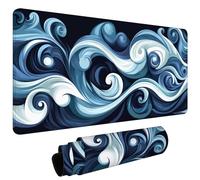 Tapis de Souris XXL 1000x400x3mm Tapis de Souris Gaming avec Base AntidéRapante ImperméAble à l'eau, Gamer Mouse Pad, Accessoire Bureau, Précision-Vitesse-Confort, Résumé des VaguesL'Océan #L1895
