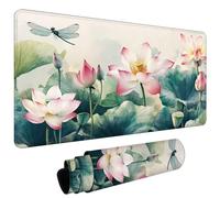 Tapis de Souris XXL 1000x400x3mm Tapis de Souris Gaming avec Base AntidéRapante ImperméAble à l'eau, Gamer Mouse Pad, Accessoire Bureau, Précision-Vitesse-Confort pour Tous Types Libellule Lotus #L477