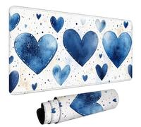Tapis de Souris XXL 1000x400x3mm Tapis de Souris Gaming avec Base AntidéRapante ImperméAble à l'eau, Gamer Mouse Pad, Accessoire Bureau, Précision-Vitesse-Confort pour Tous, Amour Bleu Marine #L93