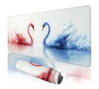 Tapis de Souris XXL 1000x500 mm, Grand Tapis de Souris Blanc avec Imperméable et Caoutchouc Antidérapant, sous Main Bureau Cygne à Bords Cousus, Améliore la Précision et la Vitesse pour Gamer, L-12