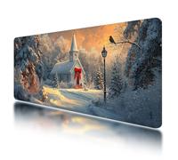 Tapis de Souris XXL 1000x500 mm, Tapis de Souris Hiver avec Caoutchouc Antidérapant et Imperméable, sous Main Bureau Église à Bords Cousus, Améliore la Précision et Vitesse, pour Gamer, Bureau, B-66